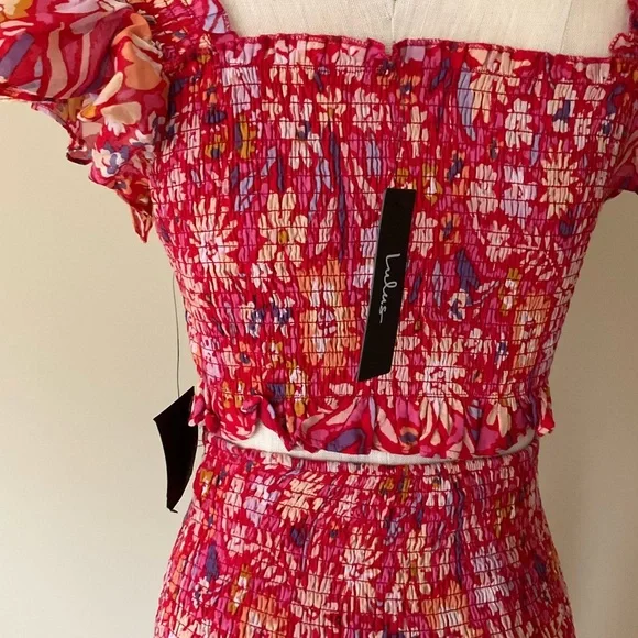 NWT Lulu’s Sunlit Summer Red Floral Print Matching Set - Picture 6 of 16
